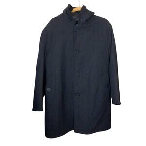 Vintage Izod Gray Mid Length Quilted Overcoat Jacket Size Large